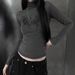 Women's Y2K Style Patterned Printed Long Sleeve High Neck Slim Fit T-Shirt European American Versatile Top Wholesale New Arrivals_ecoleips.com