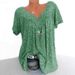 New Cross-border European American Women's Clothing 2019 Summer Hot-selling V-neck Loose Short-sleeve Printed T-shirt On_ecoleips.com