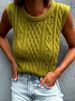 Women's Clothing Round Neck Sleeveless Cable Knit Top Vest Russian Spring Summer_ecoleips.com