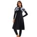 Women's Modest Muslim Swimwear Set – Long Sleeve Rash Guard & Swim Skirt | UPF 50+ Sun Protection, Full Coverage Islamic Swimwear (Black, S-4XL)_ecoleips.com