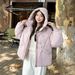 Temperament High-end Sense Square Collar Hooded Short Bread Suit Cotton Clothes Female Design Sense_ecoleips.com