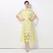 Women's High-End Two Piece Suit Lace Hollowed Out Short Sleeved High Waisted Skirt Fashionable For Spring And Autumn_ecoleips.com