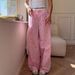 AD163 Summer New High-Waisted Slimming Wide-Leg Striped Women's Sports With Heart Print Loose Casual Pants_ecoleips.com
