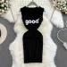 Fashion Y2K Letters Knitted Women Dress Sexy Tank Sleeveless Slim Elastic Bodycon Summer Dress Streetwear Vestidos_ecoleips.com