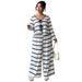 "Plus Size Striped Tie-Front Top & Wide Leg Pants Set – Casual Two-Piece Outfit (Black, XL-4XL)"_ecoleips.com