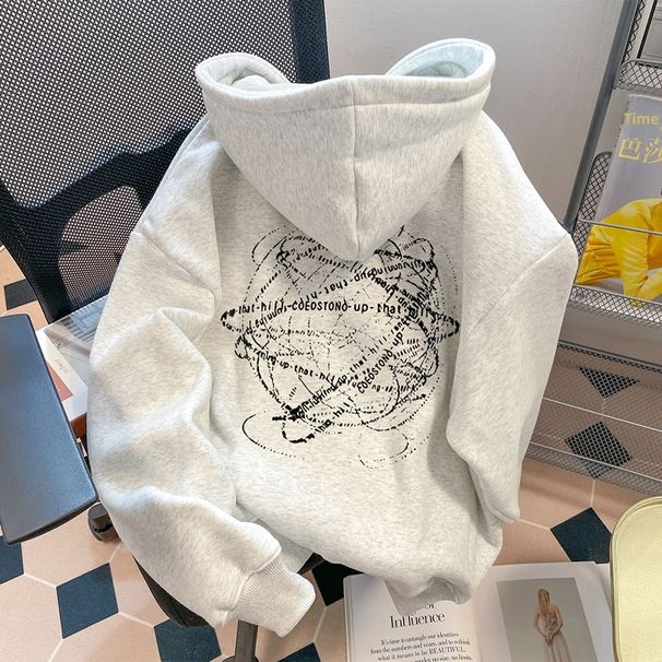 Men Women Hooded Casual Sweatshirt Fleece Lined Thick Loose Fit Versatile Top Autumn Winter American Fashion Trendy_ecoleips.com