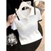 Women's High-End Knit Top Gray Collar Short Sleeved Fashionable Stylish Versatile Slimming New Style_ecoleips.com
