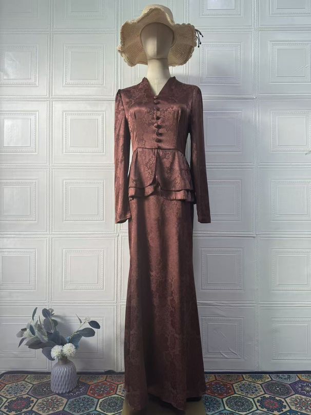 Elegant Slim Fit Maxi Dress For Women Long Sleeved European American Style Retro Spring_ecoleips.com