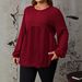 2025 Autumn/Winter New European And American Style Pleated Round Neck Solid Color Waffle Casual Fashion Long Sleeve Top_ecoleips.com