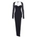 Voya Women's Foreign Trade Mesh Long-sleeve, European And American Sexy Fishbone Underwire Padded High-slit Sequin_ecoleips.com