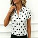 Women's Loose Fit Slimming Polka Dot Short Sleeve Shirt Blouse New Arrival Clothing_ecoleips.com