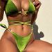 Women's Velvet Swimsuit Two-Piece Bikini Strap Backless Design Sporty Swimwear_ecoleips.com