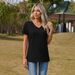 Women's Summer Casual Short Sleeve T-Shirt Business Basic Spring V-Neck Shirt Set_ecoleips.com