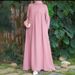 Modest Long Abaya Dress Loose Fitting Muslim Style Loose Polyester Dress_ecoleips.com