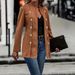 Women's Clothing Retro Long Sleeved Double Breasted Decorative Jacket Solid Color Coat_ecoleips.com