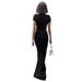 Women's Sexy Casual Deep V Dress Short Sleeved Solid Color Spicy Style Pleated Long Summer New Clothing_ecoleips.com