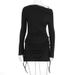 Elegant Temperament Drawstring Long Sleeve Bodycon Dress For Women Casual Daily Formal Occasion Slim Fitted Wrap Hip Dress_ecoleips.com