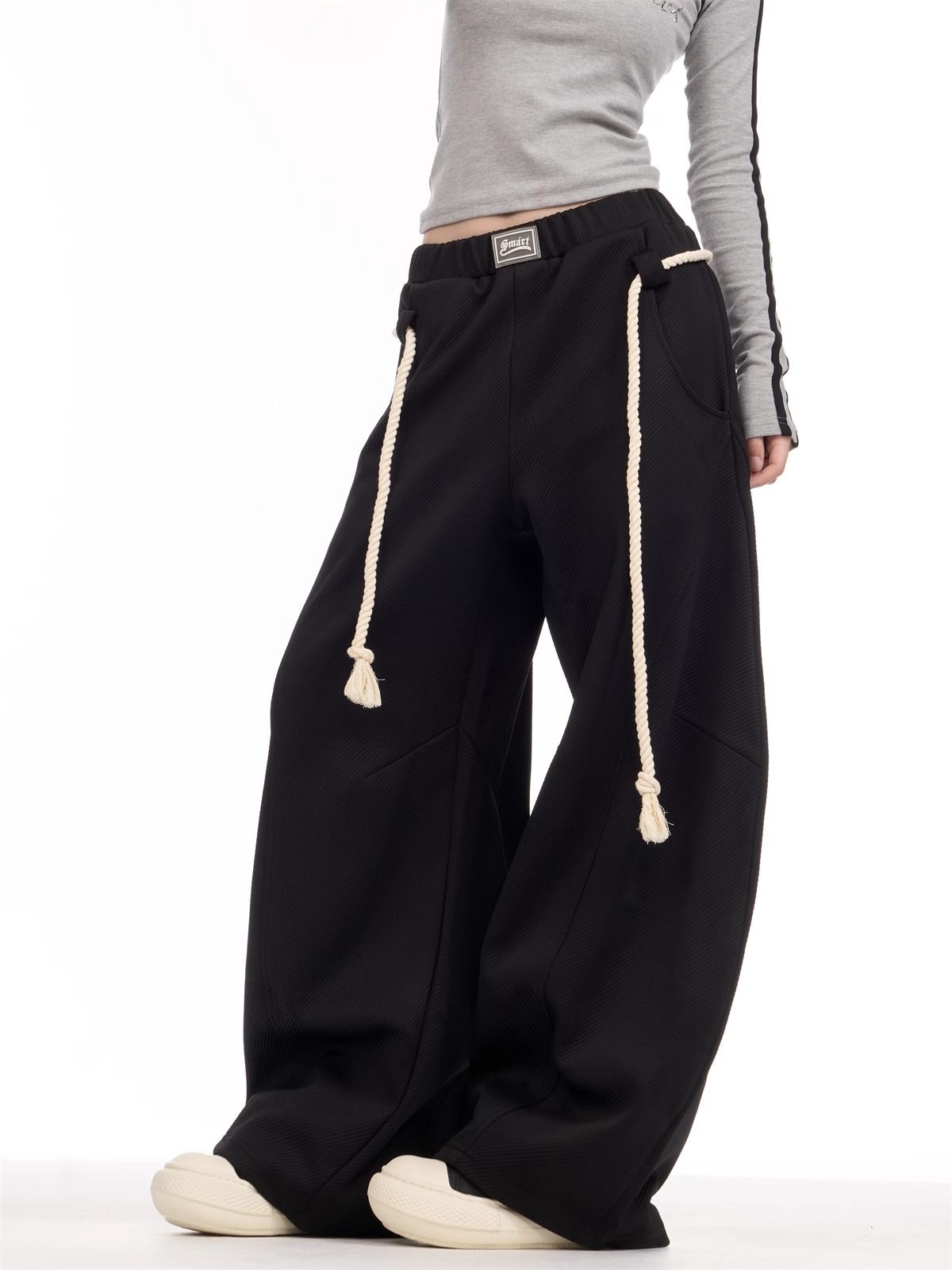 Women's Clothing Trendy Retro Sports Pants Women's Wide Leg Scimitar Pants Spring And Autumn New Loose Casual Sweatpants Straight Mopping Pants_ecoleips.com