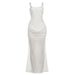2026 Autumn And Winter New Women's Clothing Temperament Solid Color Slim-fitting Waist Backless Square Neck Suspender Dress Women_ecoleips.com
