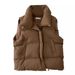 Women's Clothing Thickened Cotton Stuffed Vest Women's Thickened Quilted Vest Short Sleeveless Jacket Outerwear Loose Fit Casual Layering French Style_ecoleips.com