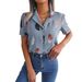 2026 Spr/Summer European And American Style Feather Collar Loose Short-Sleeve Shirt Cross-Border Women's_ecoleips.com