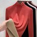 Women's Clothing Cashmere & Silk Thermal Base Layer Turtleneck Top - Soft Fleece-Lined Winter Warm Long Sleeve Shirt (High/Mid/Stand Collar Options)_ecoleips.com