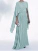 Fashion O-neck Irregular Draped Maxi Dress Women Sexy Split Bat Sleeves Solid Long Dress Elegant Temperament Slim Gowns Dresses_ecoleips.com