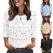 Women's Casual Lace Top Round Neck Three Quarter Sleeve Hollowed Out Spring Summer New American Style Clothing_ecoleips.com