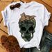 European And American Summer Skull Print Loose-fitting Short-sleeve Plus-size Fashion Women's T-shirt_ecoleips.com