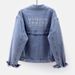 Women’s Korean Style Light Wash Denim Jacket – Loose Fit Embroidered Short Coat (Bluish/Black, S-5XL)_ecoleips.com