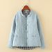 girl Retro Button For Women Winter Linen Chinese Style Loose Thin One-Piece Cotton Padded Jacket_ecoleips.com