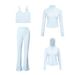 Women's 4-Piece Outfit Set - U-Neck Vest, Cropped Jacket, Hooded Jacket & Flare Pants - Stretchy Slim Fit Activewear For Hiking & Casual Wear_ecoleips.com