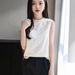 2025 Model New Chinese Style Ruffled Collar Sleeveless Vest Women, Lace Inner Top, Stylish And Sweet Knitwear For Women_ecoleips.com