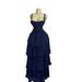 Women's High-Waisted Blue Slit Dress Summer Style Elegant Ruffled Trim Casual American Fashion Thin Lanon_ecoleips.com