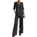Spring Summer Women's Casual Cotton Linen Top Set Solid Color mid Sleeve V Neck Fashionable_ecoleips.com