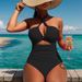 Solid Color One Piece Swimsuit With Suspender Straps Conservative Beach Hot Spring Bikini For Women Summer Winter Spring/Autumn Polyester_ecoleips.com