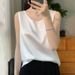 Silk Satin 2026 Spring-summer New Women's Pullover Short Top, Sleeveless Vest, Round Neck Camisole, Solid Color Inner_ecoleips.com