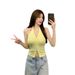 1070#Halter Neck Vest Women, Summer Outerwear Unique Design, Chic And Stunning Sexy Top With Chest Pads For Outer Wear_ecoleips.com