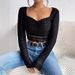 Women's Clothing Lace Pleated Square Collar Bottoming Long Sleeved T Shirt Female_ecoleips.com