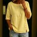 Women's Asymmetrical round Neck Top Three Quarter Sleeve Cotton Linen Blend Casual Loose Fit Button Design European American Style_ecoleips.com