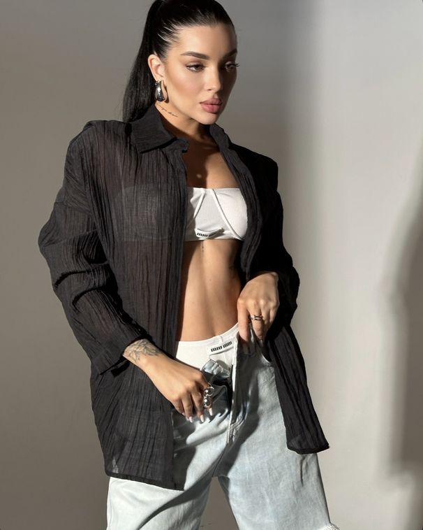 Summer Women's Pure Color Fashion Buttoned Shirt Collar Top With Long Sleeves_ecoleips.com