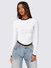 Women's Long Sleeve round Neck Slim Fit Color Block Short Pullover Top European And American Style Autumn Winter New Arrival_ecoleips.com