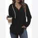 Women's Clothing Solid Color Drawstring Hooded Top Loose Fit Irregular Style Long Sleeve Polyester Hoodie For Spring And Autumn_ecoleips.com