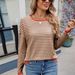 Women's Fashion Striped Knit Sweater With Contrast Color Trim, Loose Fit Long Sleeve Pullover Top For Casual Streetwear_ecoleips.com