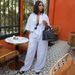 Women's Clothing Summer New Casual Lapel Three Quarter Sleeve Striped Shirt High Waist Trousers Two Piece Suit_ecoleips.com