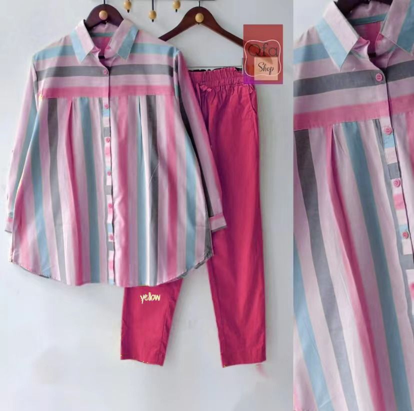 Women's Clothing Summer New Style Fashion Temperament Elegant Loose Slim Printed Striped Two Piece Suit For Women_ecoleips.com