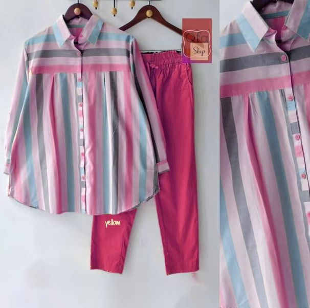 Women's Clothing Summer New Style Fashion Temperament Elegant Loose Slim Printed Striped Two Piece Suit For Women_ecoleips.com