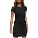 2024 Summer New Short-sleeved Round Neck Ruffle Bow Belt Irregular Dress_ecoleips.com