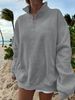 Women’s Half-Zip Fleece Sweatshirt – Oversized Pullover (Greyish/Dark Gray/Black/Apricot, XS-XXL)_ecoleips.com