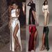 Women's Clothing slimming stripes Spring skirt elegant high slit women's skirt long skirt women_ecoleips.com